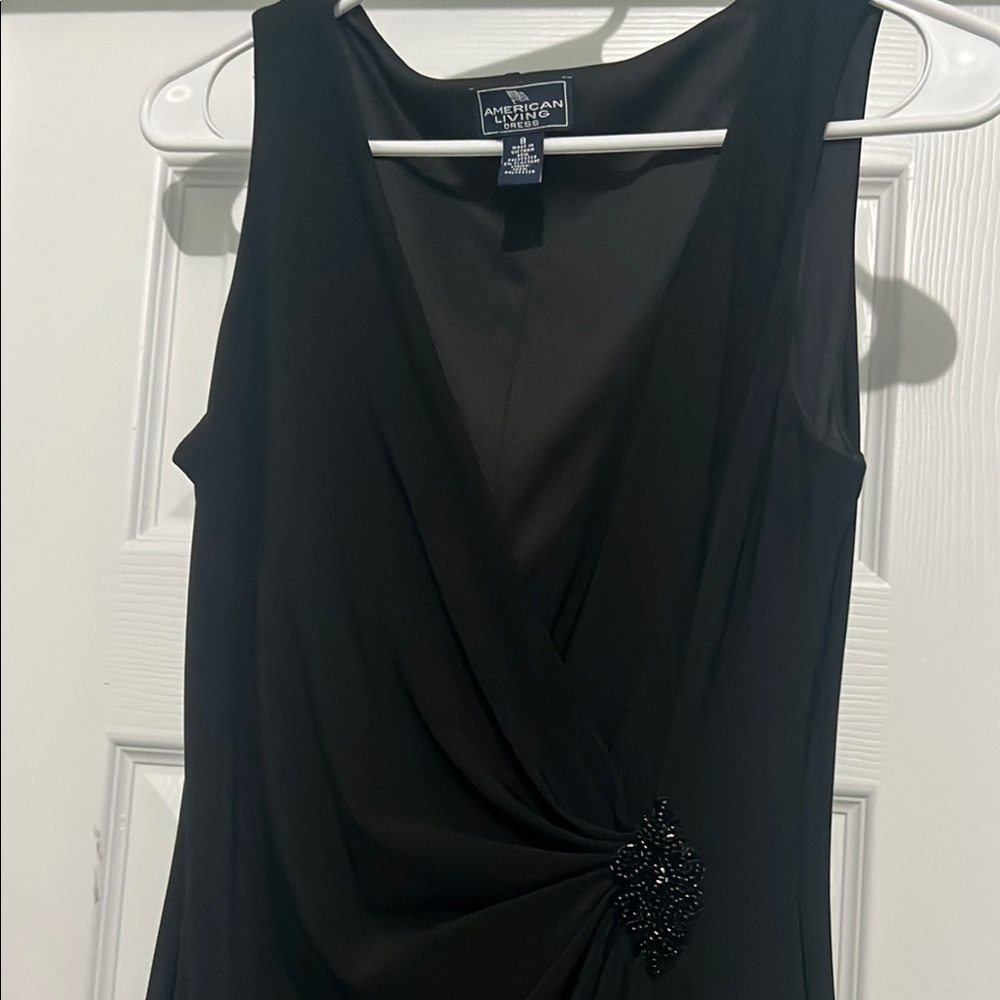American Living Black Sheath V-Neck Midi Dress - Picture 2 of 6